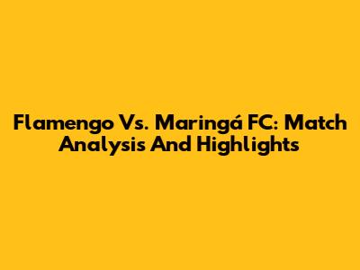 Flamengo Vs. Maringá FC: Match Analysis And Highlights