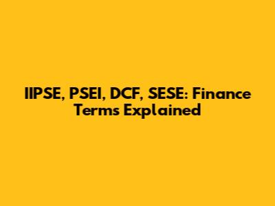 IIPSE, PSEI, DCF, SESE: Finance Terms Explained