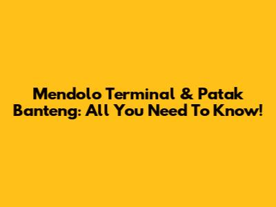 Mendolo Terminal & Patak Banteng: All You Need To Know!
