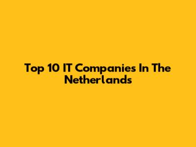 Top 10 IT Companies In The Netherlands